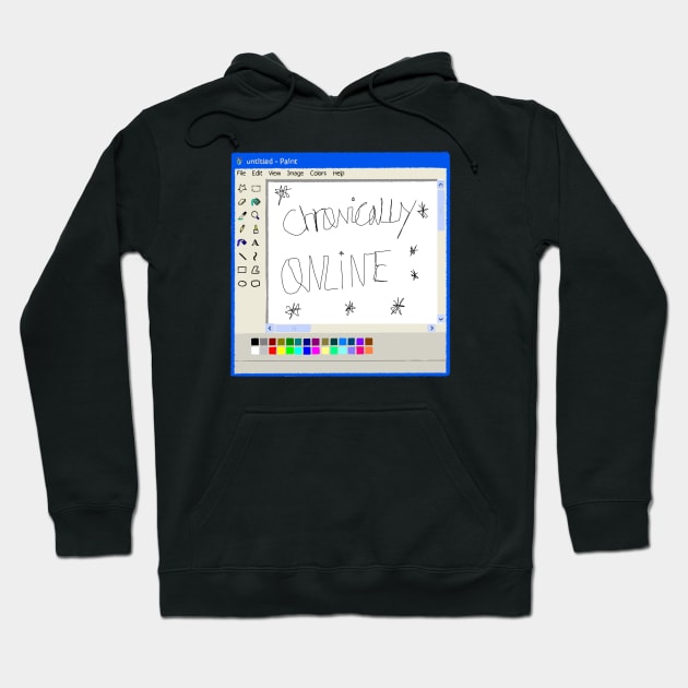 Chronically online MS Paint drawing Y2k Aesthetic Hoodie